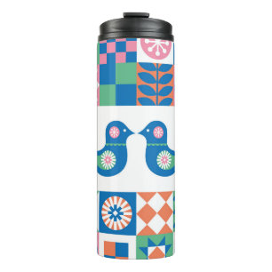Termo Tarjeta floral folclórica: Diseño escandinavo.