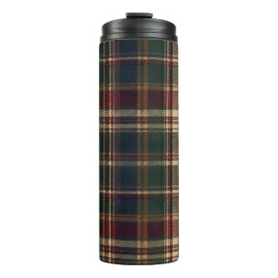 Termo Tartan Forest Vintage Borgoña Plaid de Herencia
