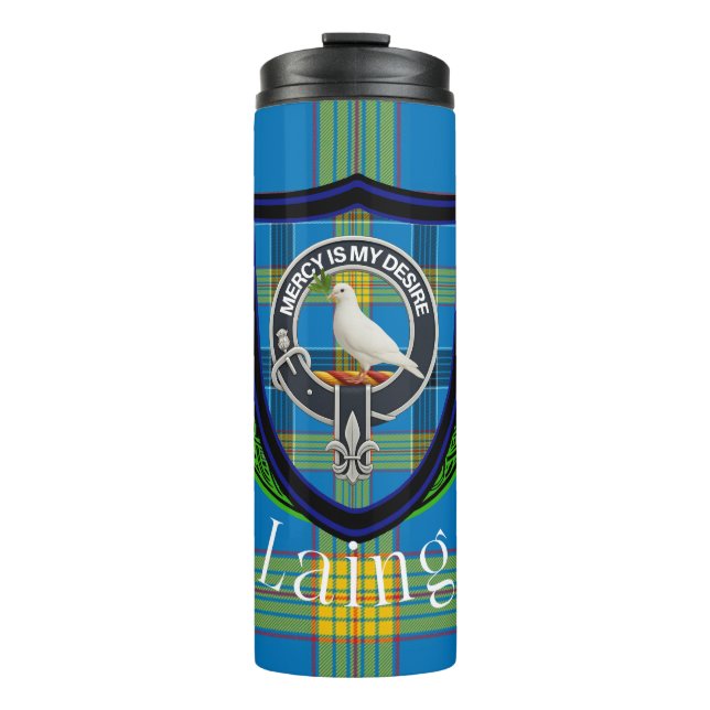 Termo Tartan y Cresta del Clan Escocés Laing (Anverso)
