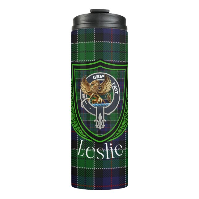 Termo Tartan y Cresta del Clan Escocés Leslie (Anverso)
