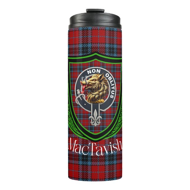 Termo Tartan y Cresta del Clan Escocés MacTavish (Anverso)