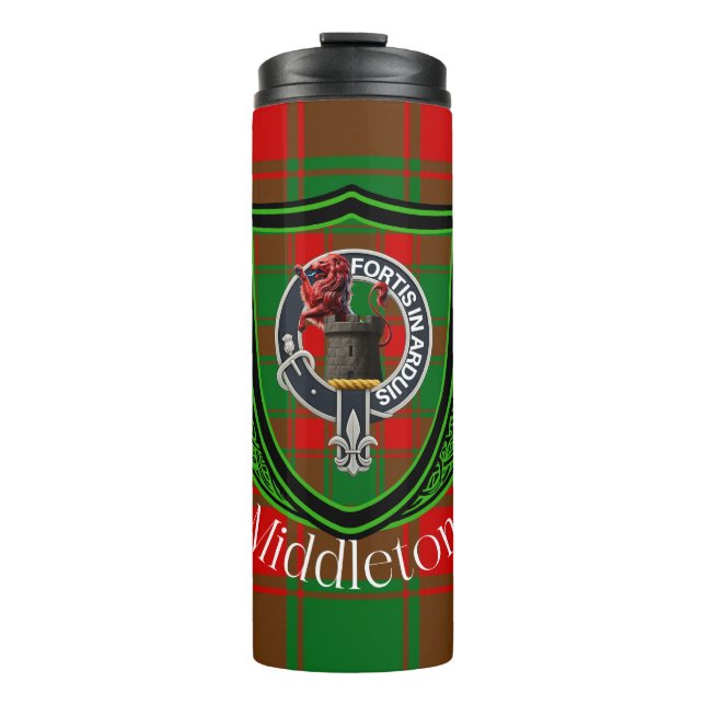 Termo Tartan y Cresta del Clan Escocés Middleton (Anverso)