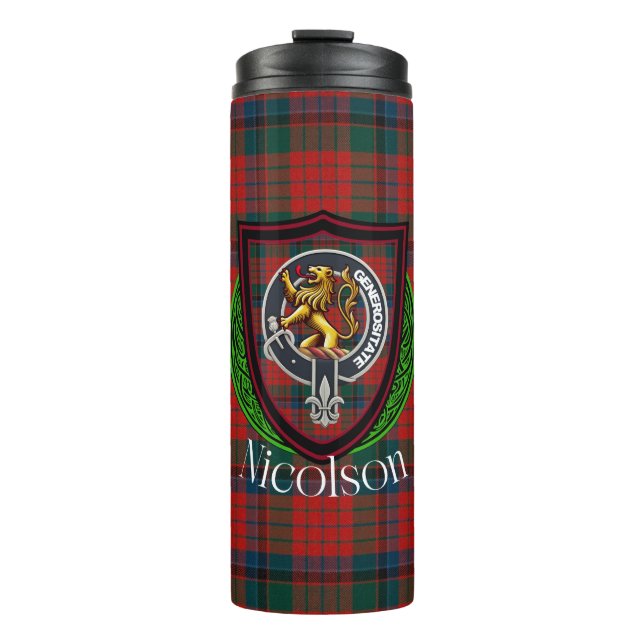 Termo Tartan y Cresta del Clan Escocés Nicolson (Anverso)