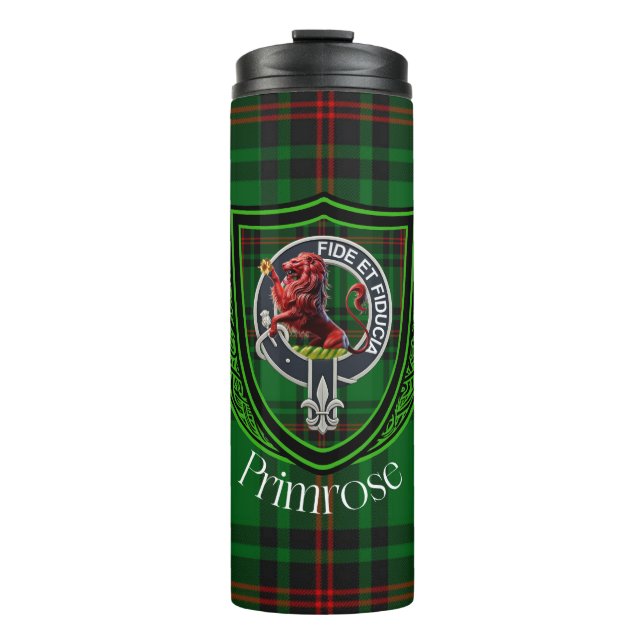 Termo Tartan y Cresta del Clan Escocés Primrose (Anverso)