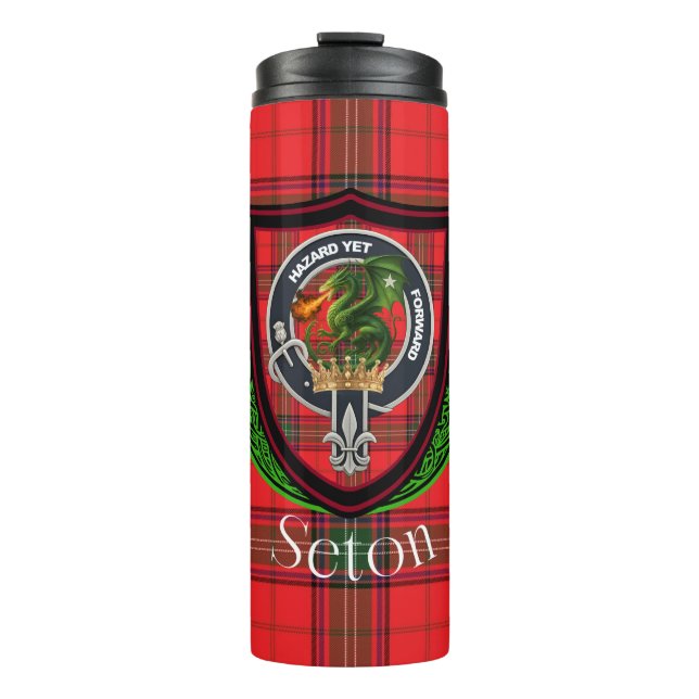 Termo Tartan y Cresta del Clan Escocés Seton (Anverso)