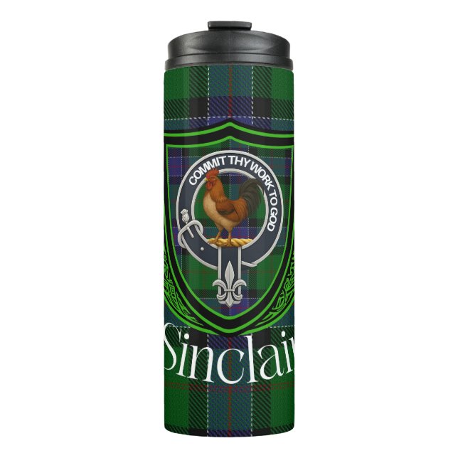 Termo Tartan y Cresta del Clan Escocés Sinclair (Anverso)