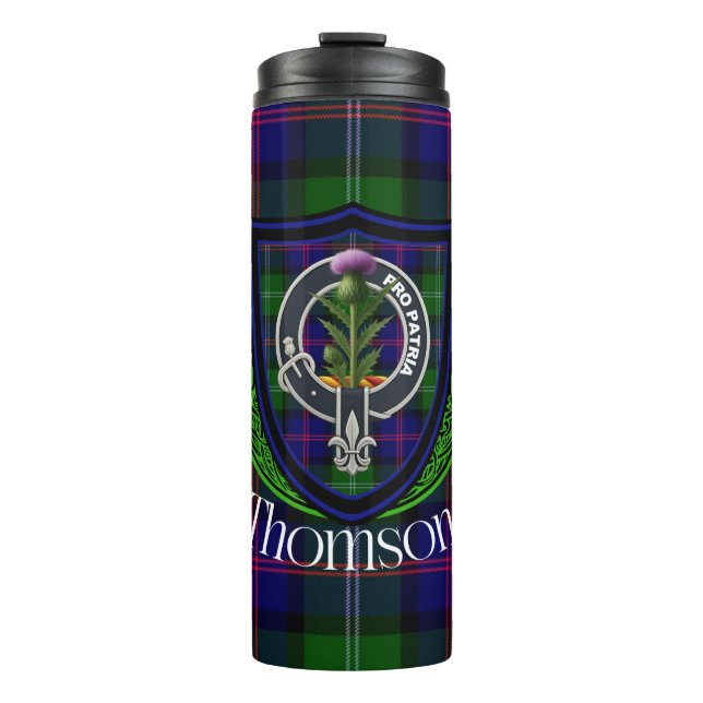 Termo Tartan y Cresta del Clan Escocés Thomson (Anverso)