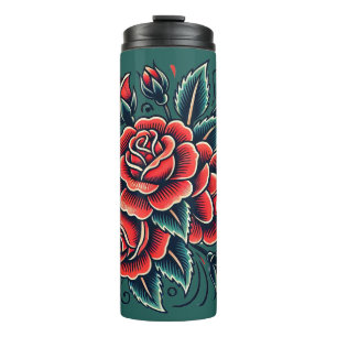 Termo Tattoo Rosas Red Rose Flower Art