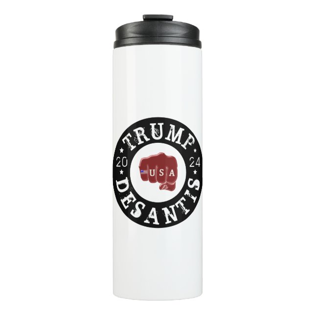 Termo Tatuaje de puño estadounidense Trump DeSantis 2024 (Anverso)