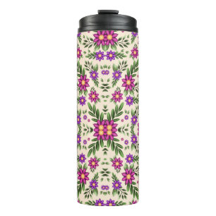 Termo Taza aislada con un vibrante patrón floral