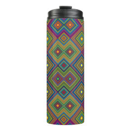 Termo Taza alta para viajes con un vibrante patrón geomé