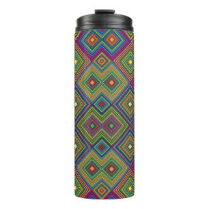 Termo Taza alta para viajes con un vibrante patrón geomé