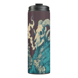 Termo Taza con cráneo de carnero fumando oculto