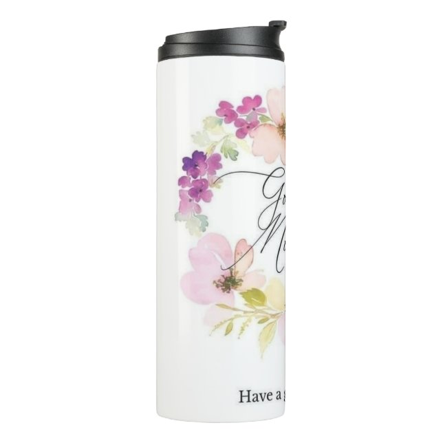 Termo taza con diseño de flor 🌺 (Rotado hacia la izquierda)