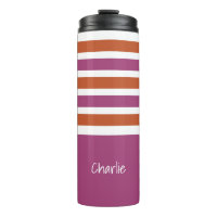 Taza con monograma personalizado de patrón de raya