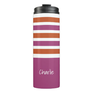 Termo Taza con monograma personalizado de patrón de raya