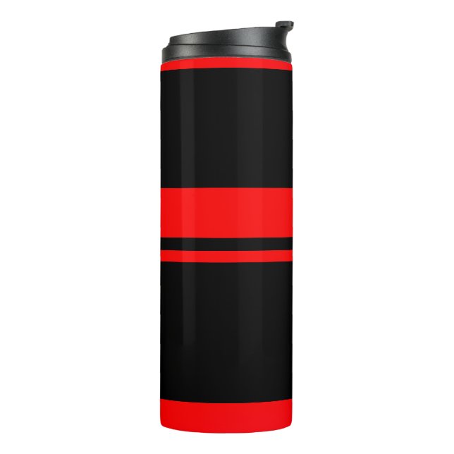 Termo Taza con rayas negras y rojas (Rotado hacia la izquierda)