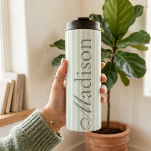Termo Taza con rayas y nombre personalizado para mamá y 