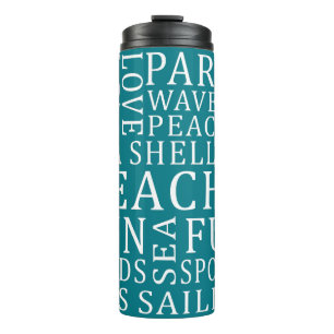 Termo Taza con tipografía de playa de nombre y color per