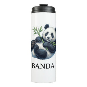 Termo Taza de café Panda Tumbler Térmico Comiendo Bambú