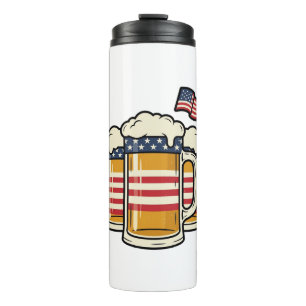 Termo Taza de cerveza patriótica diseño vectorial vintag