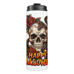 Termo Taza de Halloween de Serpiente de Cráneo Gótico –