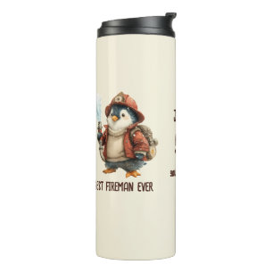 Termo Taza de regalo personalizada de bombero pingüino d