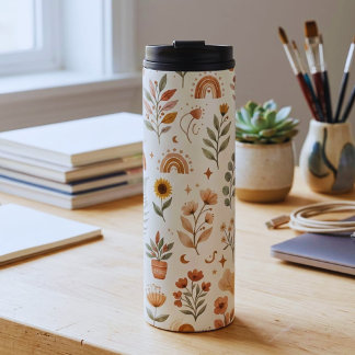 Termo Taza de viaje boho arcoíris Botánica terrenal