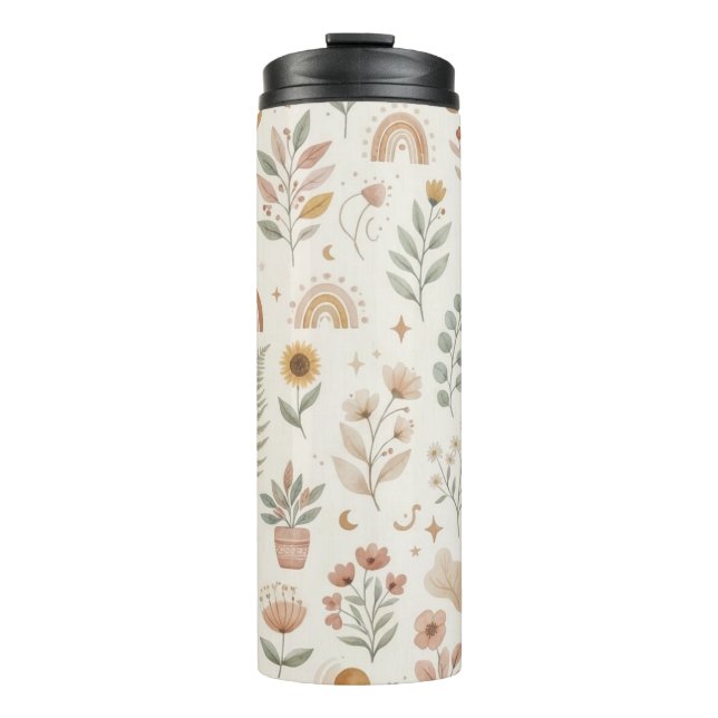 Termo Taza de viaje boho arcoíris Botánica terrenal (Anverso)
