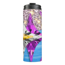 Termo Taza de viaje con brillo de cristal geométrico púr