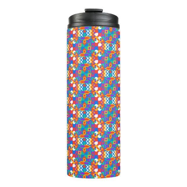Termo Taza de viaje con patrón geométrico vibrante (Anverso)