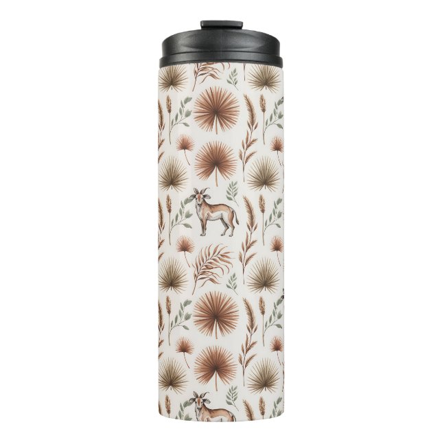 Termo Taza de viaje con un patrón de marrón y verde (Anverso)