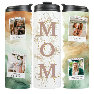Termo Taza de viaje de acuarela para mamá con foto de ca
