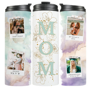 Termo Taza de viaje de café con foto de mamá en verde me