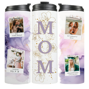 Termo Taza de viaje de café con foto de mamá lavanda