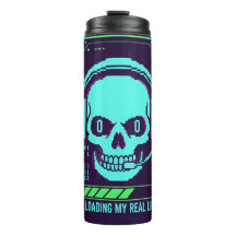 Taza de viaje de cráneo de píxel Cyberpunk: cargan