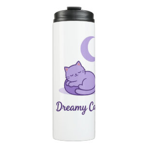 Termo Taza de viaje de gato púrpura lindo regalo de luna