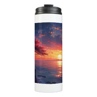Termo Taza de viaje puesta de sol vibrante en el océano