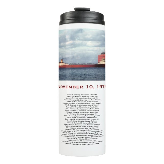 Termo Taza Edmund Fitzgerald con nombres de la tripulaci (Anverso)