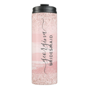 Termo Taza personalizada con brillo rosa para dama de ho