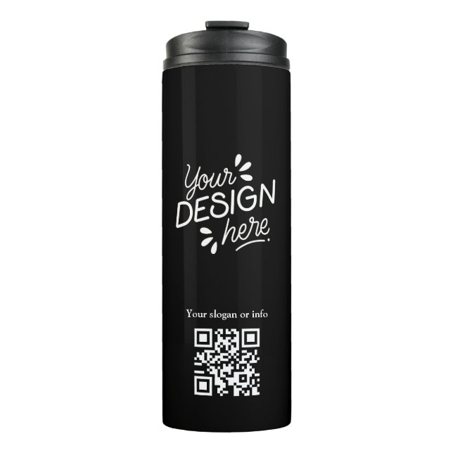 Termo Taza personalizada con código QR minimalista negro (Anverso)