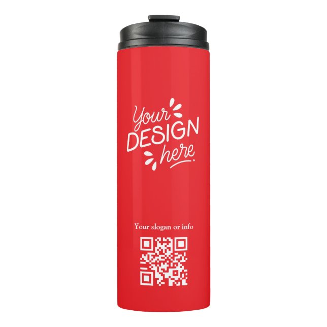Termo Taza personalizada con código QR y eslogan rojo/bl (Anverso)