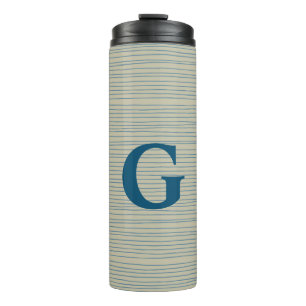 Termo Taza personalizada con monograma inicial de rayas 