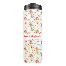 Termo Taza Personalizada con Patrón de Dulces de Navidad