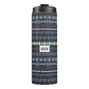 Termo Taza personalizada con patrón de garabatos y monog