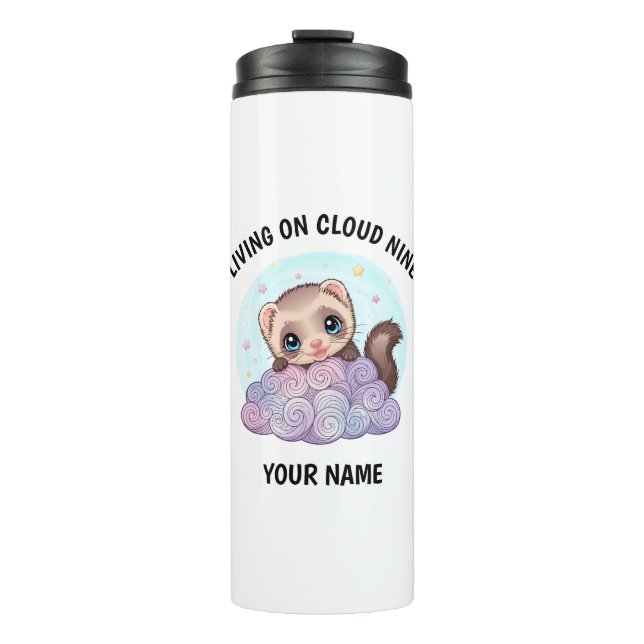 Termo Taza personalizada de hurón adorable con texto per (Anverso)