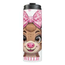 Termo Taza personalizada de Navidad para niñas con reno 