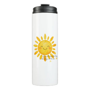 Termo Taza sonriente del sol Taza de viaje linda del s