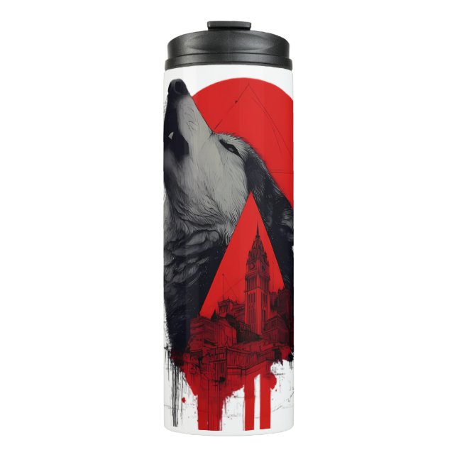 Termo Taza térmica Abstract Trash Polka Howling Wolf (Anverso)