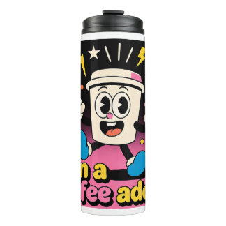 Termo Taza Térmica Adicto al Café Retro - Dibujo Animado